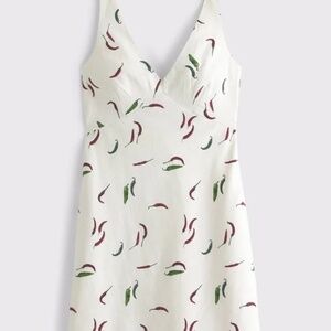 Abercrombie  & Fitch V-Neck Linen-Blend Mini Dress Pepper